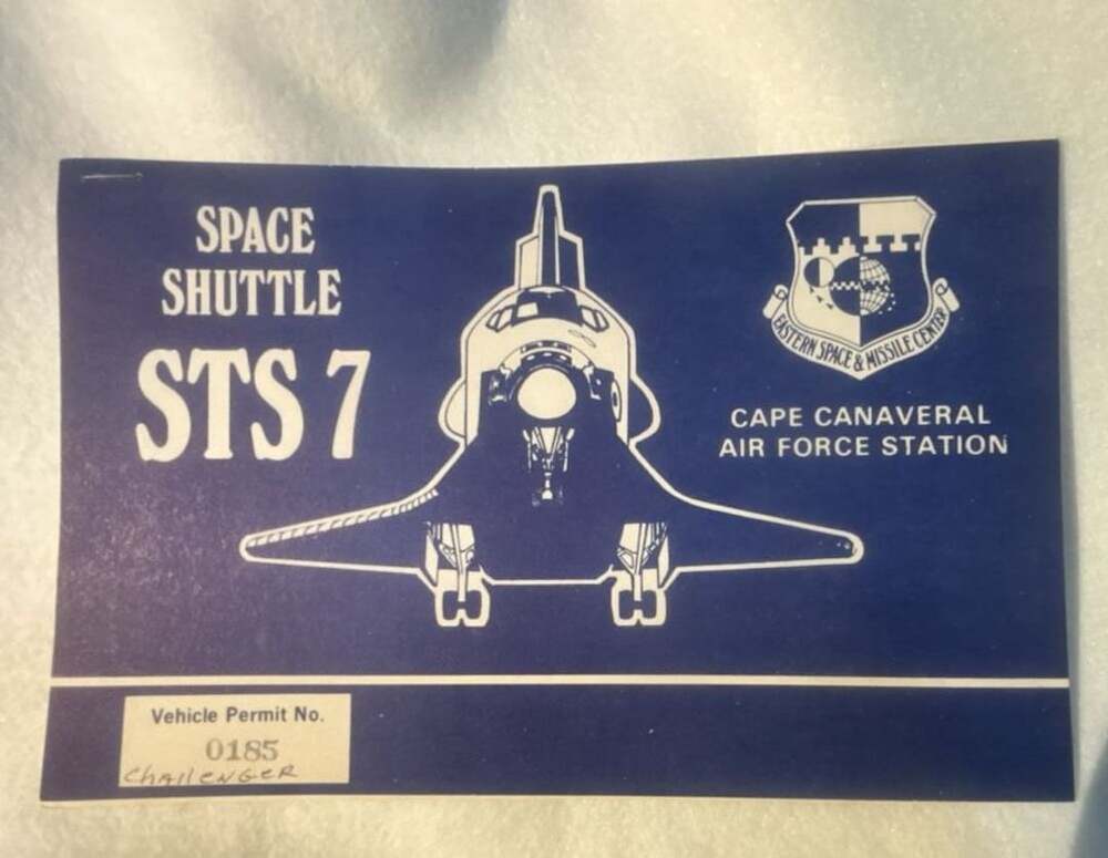 Vintage NASA Space Shuttle STS-7 Challenger Cape Canaveral Vehicle Permit Card